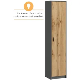 home collective Bücherregal Kleiderschrank 40 x 35 x 180 cm Anthrazit/Eiche