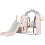 Baby Rutsche und Schaukel Set Kleinkind Climber Schaukel Set Freistehende Rutsche Baby Spielplatz Activity Center Spiel Set Indoor Outdoor Lange Rutsche Kinder Spielgeräte (Tower Pink)