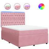 vidaXL Boxspringbett mit Matratze Rosa 140x200 cm Samt