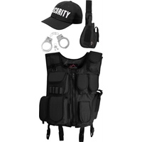 normani Polizei-Kostüm 5 Teiliges SWAT Kostüm Karneval Kostüm, Einsatzkostüm Agentenkostüm Verkleidung SWAT FBI POLICE SECURITY Faschingskostüm schwarz XL/XXL - XL/XXL
