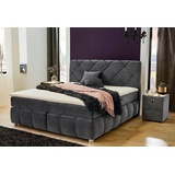 Jockenhöfer Boxspringbett mit Kaltschaum-Topper und Rauchglas-Steinen grau