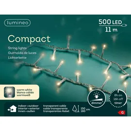 Kaemingk Lumineo Lichterkette Compact 500 LED warmweiß außen 11m transparent - Weiß