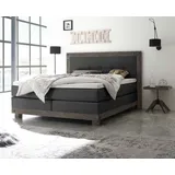 Hasena Chicago Boxspringbett 140-180 cm grau) / Anthrazit, Liegefläche:160 x 200 cm, Topper:Superio-Topper