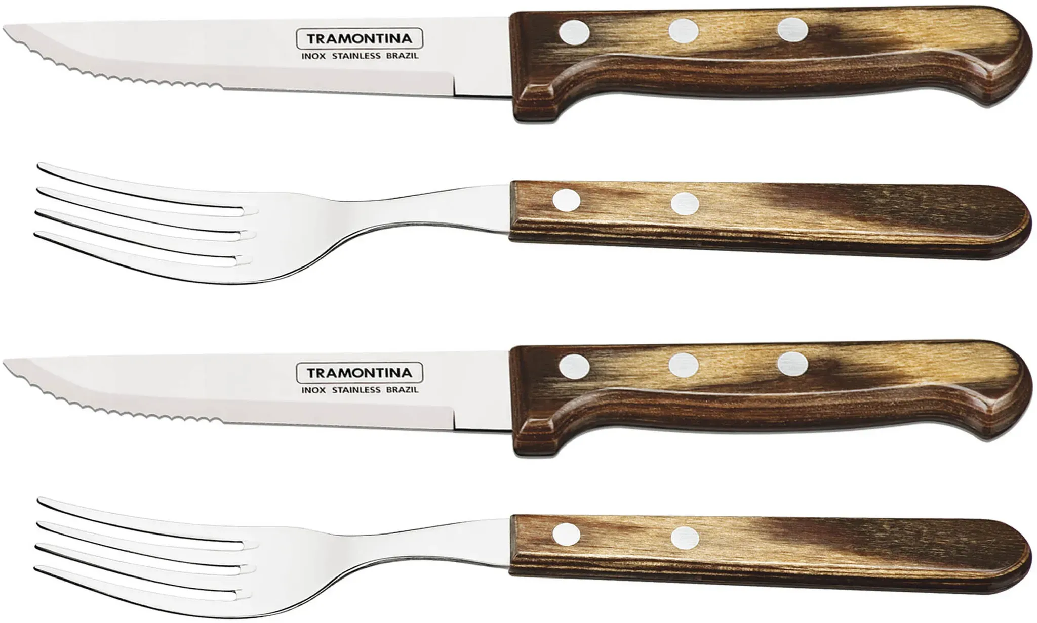 Tramontina Gaucho Steakbesteck-Set 2 Messer  2 Gabeln: Perfektes Duo für Fleisch...