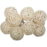 Atmosphera LED-Lichterkette Rattan 162 cm Elfenbeinfarben