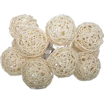Atmosphera LED-Lichterkette Rattan 162 cm Elfenbeinfarben