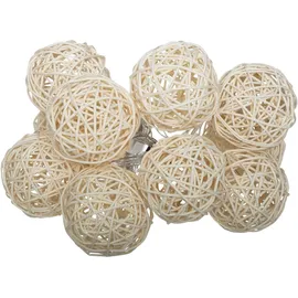 Atmosphera LED-Lichterkette Rattan 162 cm Elfenbeinfarben