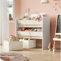 Songmics Kinderregal mit 7 Aufbewahrungsboxen 29,5 x 62,5 x 60 cm MDF weiß