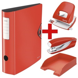 Leitz Starter-Set »LEITZ Solid« (Ordner, Locher, Heftgerät, Briefkorb) rot, 8.2x31.8x29 cm