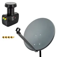 PremiumX 80cm ALU Anthrazit Satellitenantenne Twin LNB F-Stecker, SAT