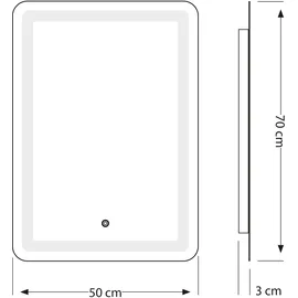 ledscom.de LED Spiegel BALI mit Beleuchtung, 50 cm x 70 cm, 1695 lm, weiß