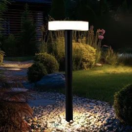 GLOBO Wegleuchte Garten außen Außenleuchte Stecklampe Erdspieß Akku, schwarz opal, 1x LED Solarleuchte Kunststoff,