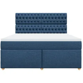 vidaXL Boxspringbett mit Matratze Blau 180x200 cm Stoff