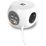 ACT Steckdosenwürfel mit USB, Powercube 2 USB-C und 2 USB-A Stecker (3.4A) mit Schalter, 3 Fach Steckdose, Inkl. Klebepad für Küche, Büro, Wohnzimmer, Kabellänge 1.5m, Farbe Weiß