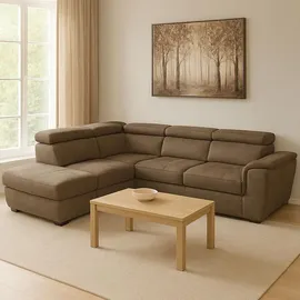 Hti-Living Couch Sandy mit Ottomane links Braun - Braun