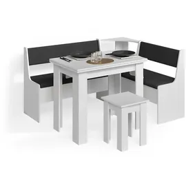 livinity® Eckbankgruppe Tiberio Weiß, 150 x 120 cm mit Tisch