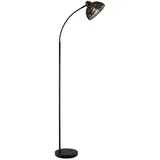 Novel Stehleuchte, Schwarz, Metall, Papier, rund,rund, 24x155x55 cm, RoHS, CE, Fußschalter, Lampen & Leuchten, Innenbeleuchtung, Stehlampen, Stehlampen