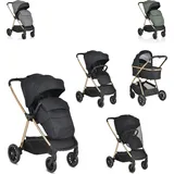 Cangaroo Kinderwagen 2 in 1 Hydra Babywanne Sportsitz Fußabdeckung Moskitonetz schwarz