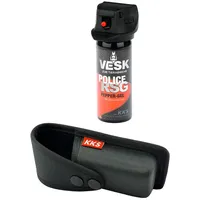 Pfefferspray + Holster - VESK RSG-Police 50ml/63ml + Hartschalen-Holster passend für 40-63ml Pfefferspray - Bundle: hochwertiges VESK Pfefferspray + hochwertiges Holster (Holster + 50ml Gel)