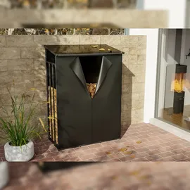 deluke Kaminholzregal Metall 70 x 130 x 185 cm Schwarz