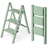 Attestierer Trittleiter 3 Stufen klappbar,Tritthocker aus Aluminium