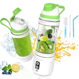 Vaeqozva Tragbarer Mixer Smoothie Maker,700ml Portable Smoothie Mixer To Go,USB Wiederaufladbar Mini Mixer,Portable Mixer Blender mit Reisedeckel & BPA-Freier Flasche für Saft Shake Smoothie,Weiß-Grün