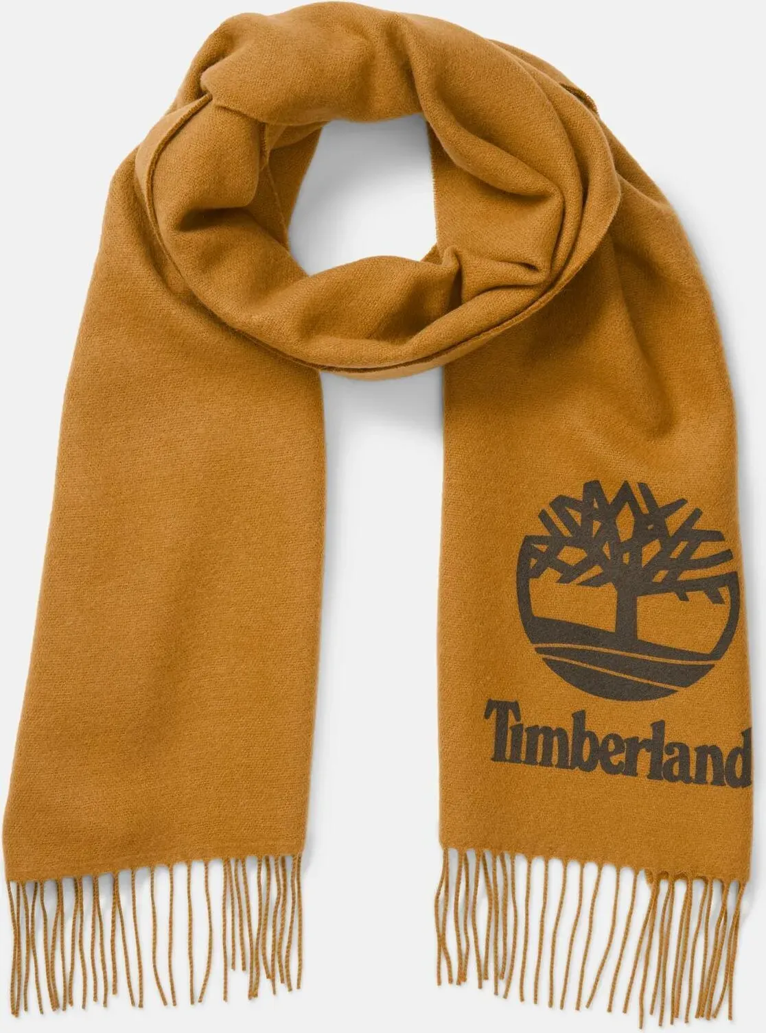 Timberland Mens Yarn Dye Scarf With Printed Logo wheat OS