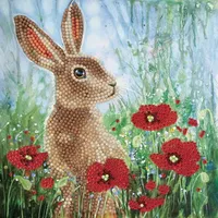 Craft Buddy Crystal Art Card Kit Wilder Mohn und der Hase 18x18cm
