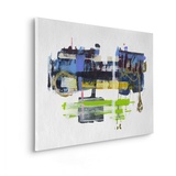 KOMAR Keilrahmenbild im Echtholzrahmen - Flying Car - Größe 60 x 90 cm - Wandbild, Kunstdruck, Wanddekoration, Design, Wohnzimmer, Schlafzimmer