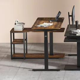 Ergo Office Höhenverstellbarer elektrischer Schreibtisch , max. Höhe 121cm, max. 70 kg, mit Tischplatte, rustikal braun, ER-450 - Braun/Schwarz