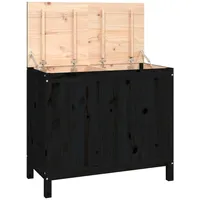 vidaXL Wäschetruhe Schwarz 88,5x44x76 cm Massivholz Kiefer