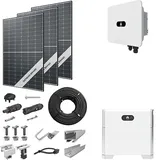 PV-Komplettanlage 12 kWp mit Huawei Wechselrichter 15 kW + Stromspeicher 5,0 kWh, 30 Solarmodulen Glas-Glas black frame & Montagesystem Aufdach (* 0% MwSt. gem. §12 Abs. 3 UstG)