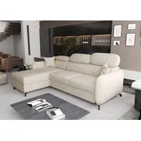 AX LIVING Ecksofa mit Schlaffunktion Ribella 5 L-Form 265cm Samt in Creme Links - Beige