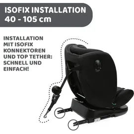 Chicco Unico Evo I-Size, Kindersitz 0-36 Kg, für Kinder von 40 bis 150 cm, homologiert ECE R129/03, Isofix 360° drehbar und neigbar, Gruppe 0+/1/2/3 von 0 bis 12 Jahren, Schwarz