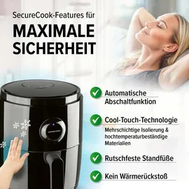 GOURMETmaxx Heißluft-Fritteuse 3L 1400W schwarz