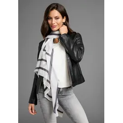 Modetuch LAURA SCOTT, Damen, schwarz-weiß (weiß, schwarz), Web, Polyester, grafisches Muster, bedruckt, leicht transparent, leicht durchscheinend, feminin, Modetücher, 180x100cm als Schal-Tuch oder 3-Eckstuch - NEW