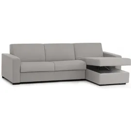 Talamo Italia Schlafsofa Alisea, Ecksofa, 100% Italy, Sofa mit Drehöffnung, mit Wendebehälter Halbinsel, mit schmalen Armlehnen, Cm 260x95h90, Grau - Grau