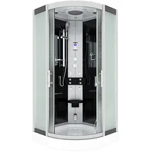AcquaVapore D46-13M0 Komplettdusche mit Schiebetür 90 x 90 cm schwarz Sicherheitsglas, inkl. Duschwanne
