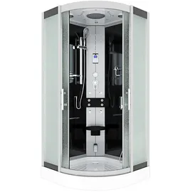 AcquaVapore D46-13M0 Komplettdusche mit Schiebetür 90 x 90 cm schwarz Sicherheitsglas, inkl. Duschwanne
