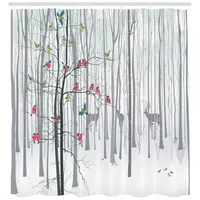 ABAKUHAUS Duschvorhang Vogelschwarm auf dem Baum 175 x 180