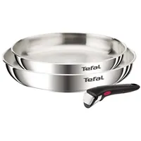 Tefal Pfannen-Set Ingenio Emotion, Edelstahl (Set, 3-tlg), abnehmbarer Ingenio-Griff, stapelbar, unversiegelt, induktionsgeeignet silberfarben