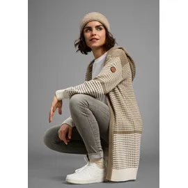 KangaROOS Kapuzenstrickjacke mit angesagtem Strickmuster Beige 32/34