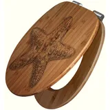 Banjado WC Sitz Bambus Holz Mit Gravur Toilettendeckel Mit Absenkautomatik Klodeckel WC-Sitz Soft Close Mit Motiv Muschel 3