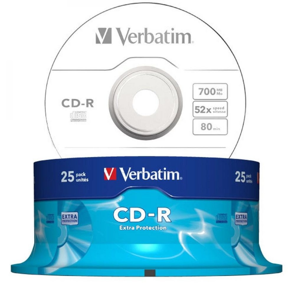 Verbatim CD-Rohling Verbatim Extra Protection, CD-R 700 MB / 80 min 52x, 25 Stück in Cakeb