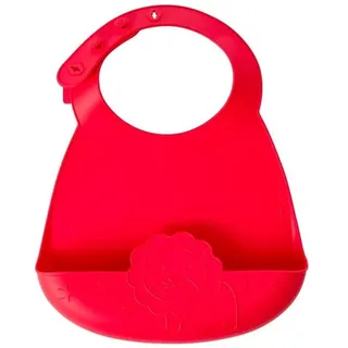 RICE Silikon Lätzchen mit Auffangschale, 28 x 22 x 4cm, Löwe, rot