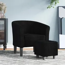 vidaXL Clubsessel mit Fußhocker Polyester 58,9 x 53,7 x 56 cm Schwarz