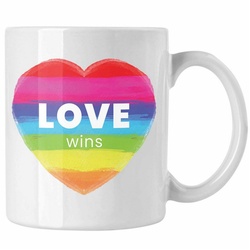 Trendation Tasse Trendation – Regenbogen Tasse Geschenk LGBT Schwule Lesben Transgender Grafik Pride Love weiß