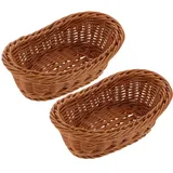 Zerodeko 2 Stück Kunststoffkörbe in Rattanoptik Gewebte Aufbewahrungskörbe 7.48X5.12X2.95 Zoll Für Küche Obst Gemüse Brot Snacks Büro Und Haushalt