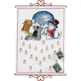Eva Rosenstand Wandbehang Kreuzstich Set "Adventskalender, Schneemann mit Tieren", Zählmuster, Multifarbig