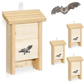 Relaxdays Fledermauskasten 4er Set, Hellbraun
